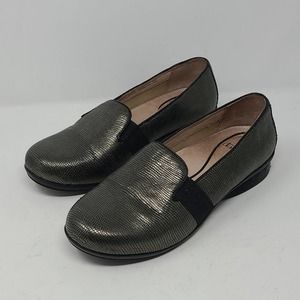 Dansko Addy Metallic Lizard Leather Slip On Loafers Women's Size 39